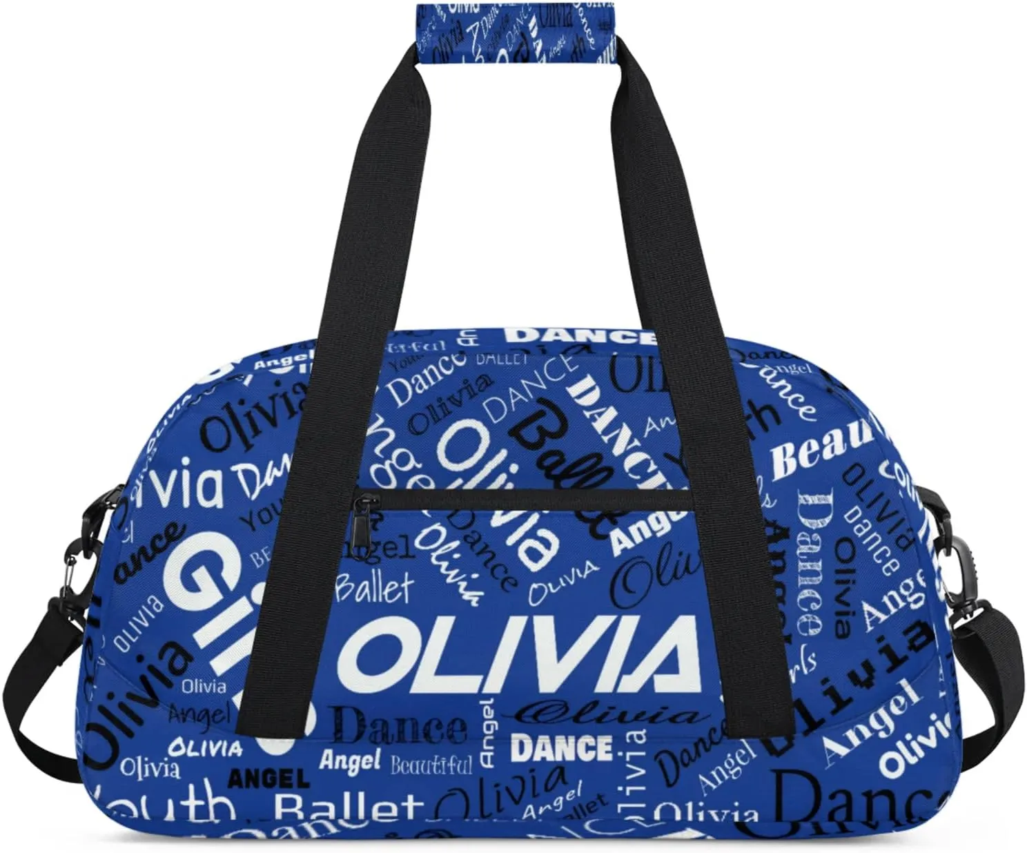 Personalized Name Gym Duffel Overnight Bag, Custom Ballet Dance Bag Weekender Duffel Bags for Travel, Cobalt Blue