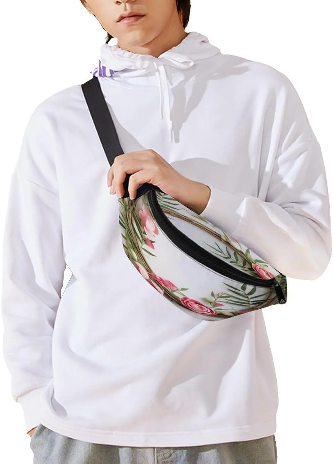 Personalized Waist Packs with Adjustable Strap,Handmade Garland CrossBody Fanny Pack Casual Bag for Travel Sports Running Hiking
