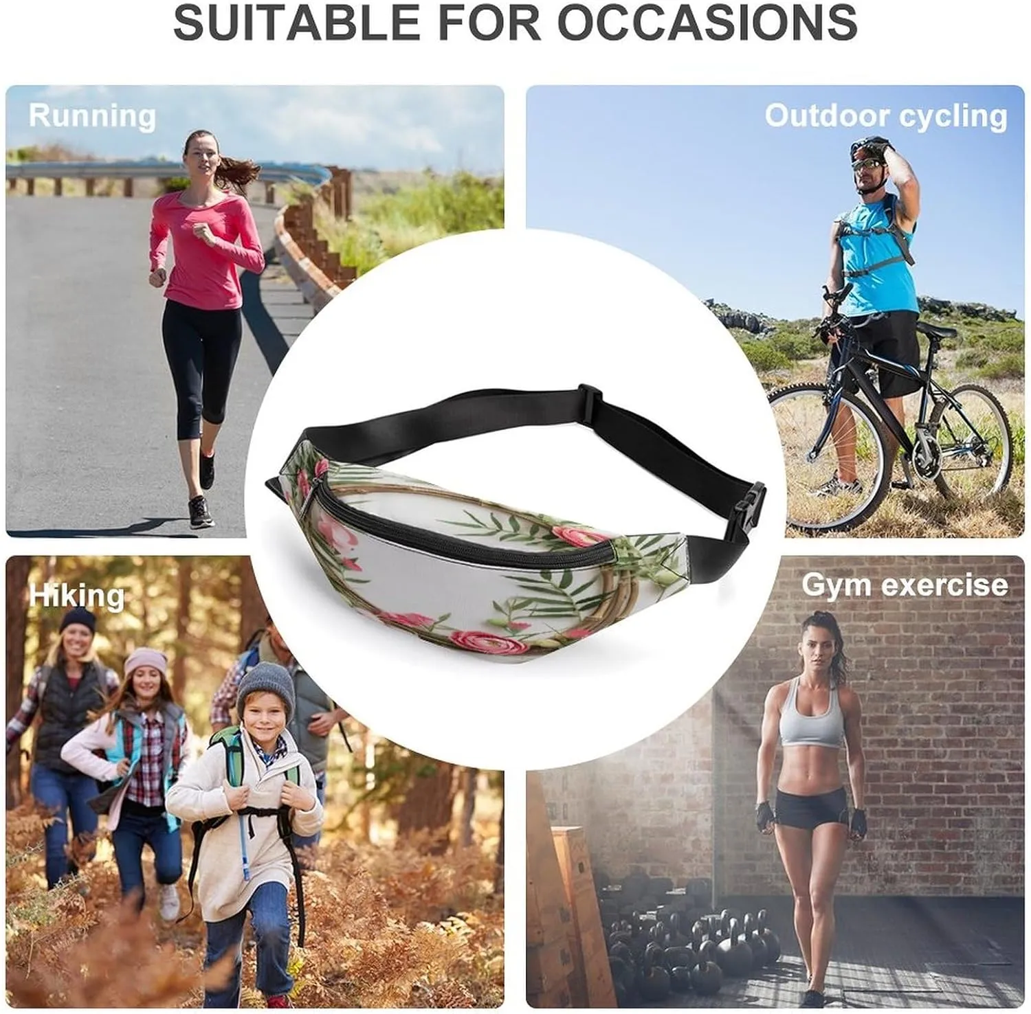 Personalized Waist Packs with Adjustable Strap,Handmade Garland CrossBody Fanny Pack Casual Bag for Travel Sports Running Hiking