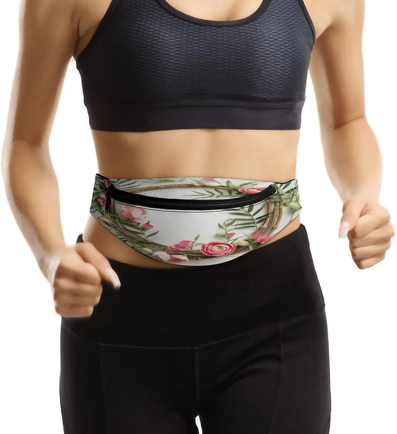 Personalized Waist Packs with Adjustable Strap,Handmade Garland CrossBody Fanny Pack Casual Bag for Travel Sports Running Hiking