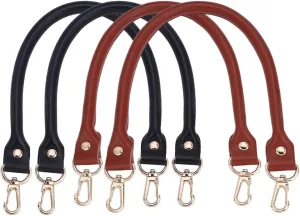 PH PandaHall 4pcs 2 Colors Leather Bag Strap, 15.7 inch Purse Handles Bag Handle Short Handbag Strap Replacement Handle with Golden Swivel Buckles for DIY Handbag Shoulder Bag Tote Crochet Bag