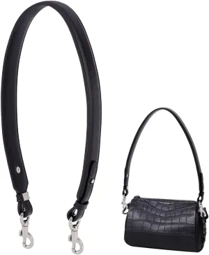 PH PandaHall Short Bag Strap, 28.5 Inch (72.5cm) Purse Strap 1.4 Inch Wide Leather Replacement Shoulder Strap with Sliver Metal Clasps for Women DIY Underarm Bag Crossbody Shoulder Bag Handbag, Black