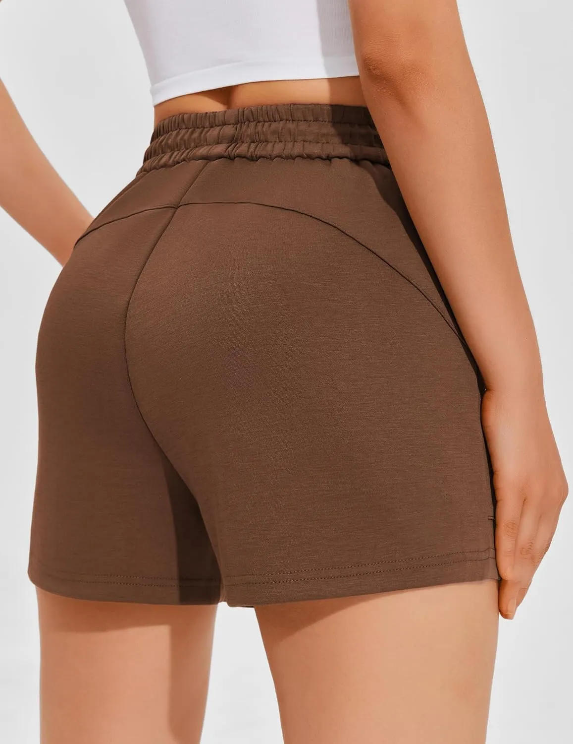 PINSPARK Sweat Shorts for Women Casual Summer Athletic Short Elastic Waist Comfy Lounge Shorts Bottoms with Pockets
