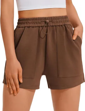 PINSPARK Sweat Shorts for Women Casual Summer Athletic Short Elastic Waist Comfy Lounge Shorts Bottoms with Pockets