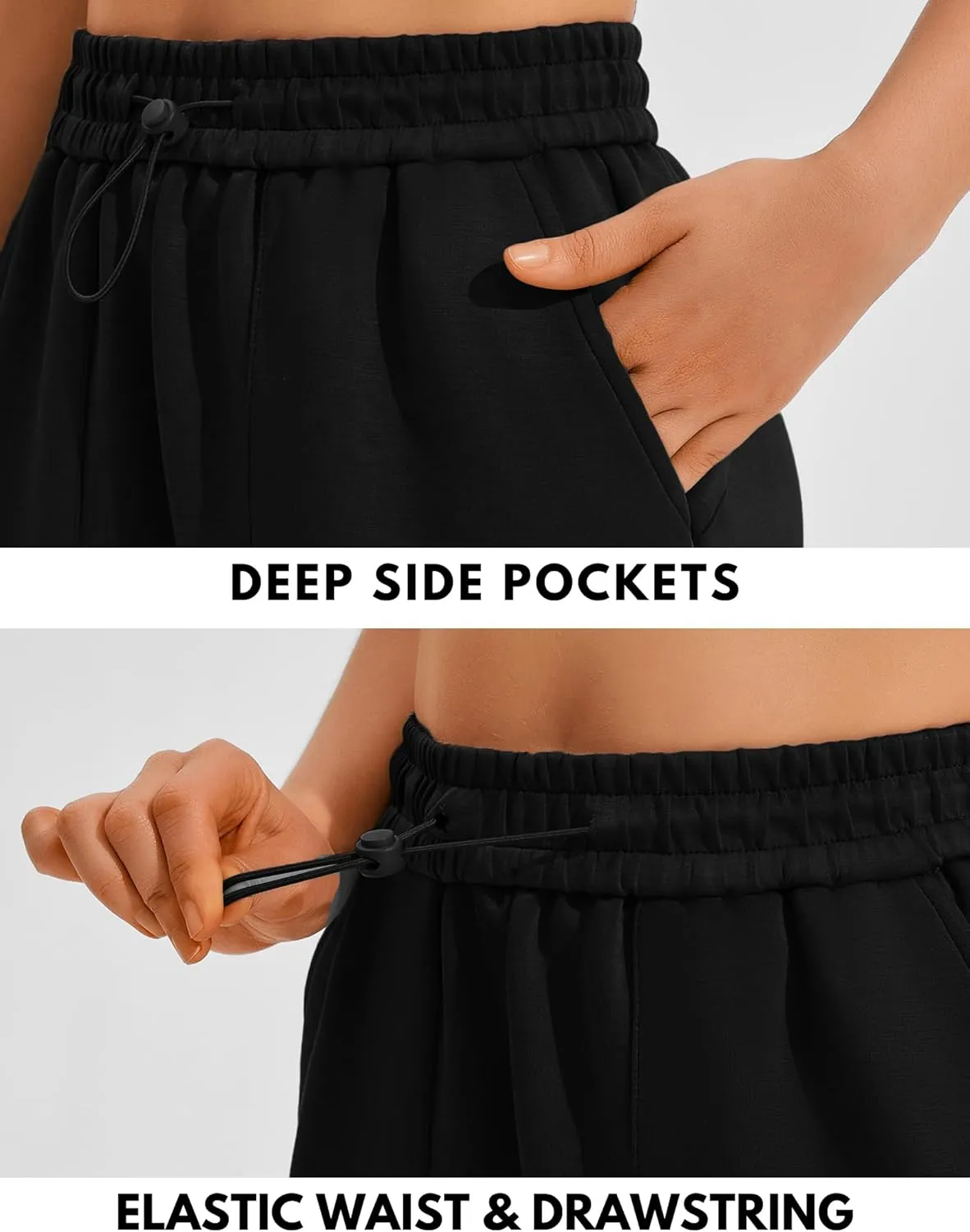 PINSPARK Sweat Shorts for Women Casual Summer Athletic Short Elastic Waist Comfy Lounge Shorts Bottoms with Pockets