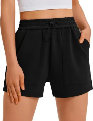 PINSPARK Sweat Shorts for Women Casual Summer Athletic Short Elastic Waist Comfy Lounge Shorts Bottoms with Pockets