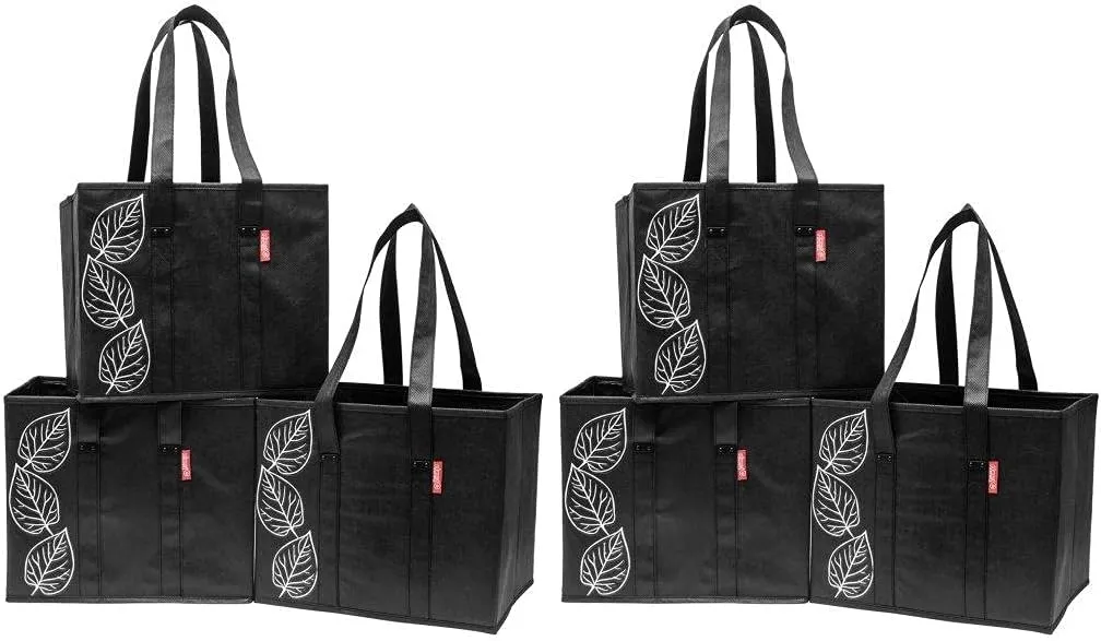 PLANET E Reusable Premium Quality Grocery Shopping Box Bags - Heavy Duty Tote Set with Reinforced Bottom