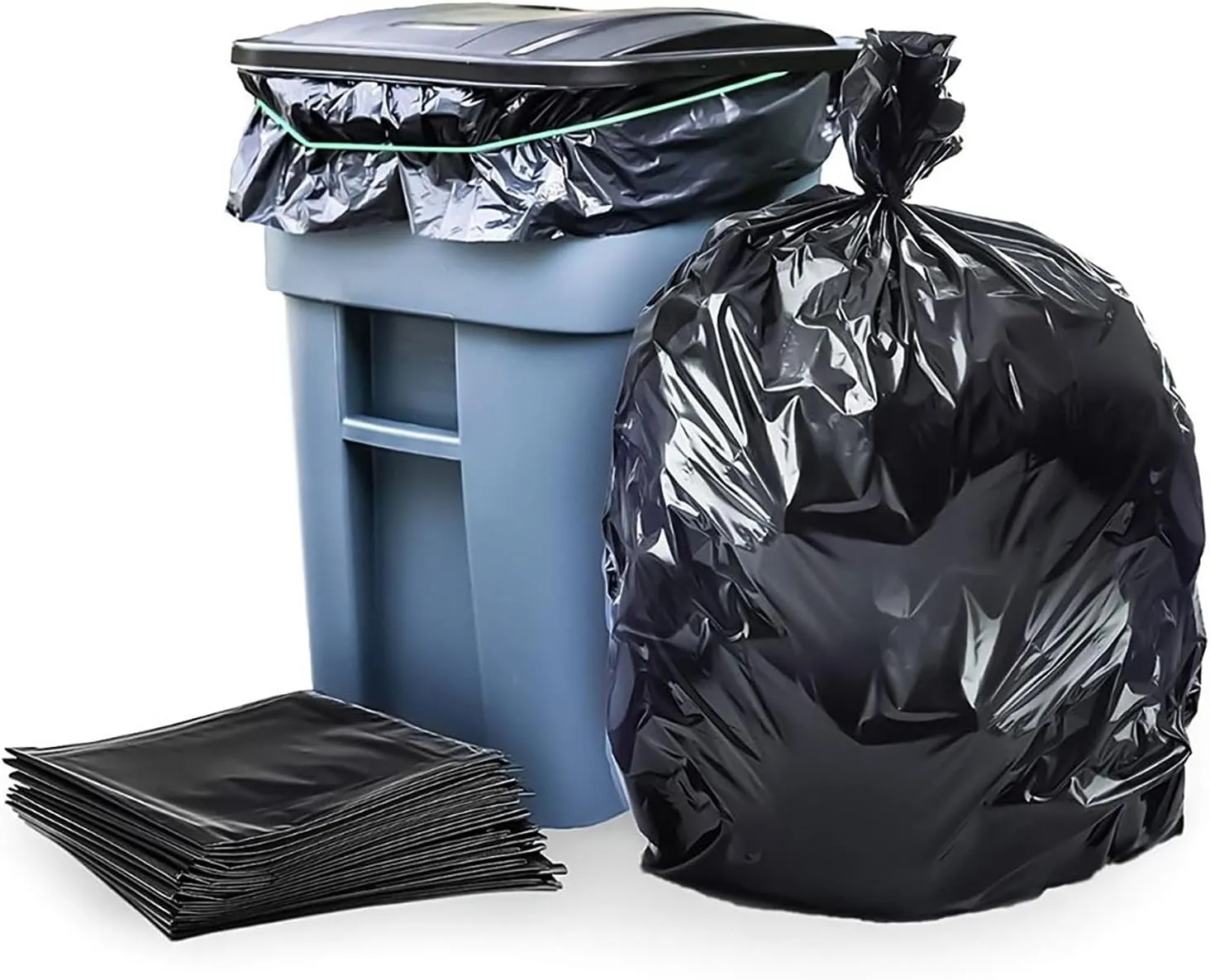 Plasticplace 95-96 gallon Garbage Can Liners │1.5 Mil │ Black Heavy Duty Trash Bags │ 61” X 68” (25Count)