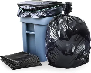 Plasticplace 95-96 gallon Garbage Can Liners │1.5 Mil │ Black Heavy Duty Trash Bags │ 61” X 68” (25Count)