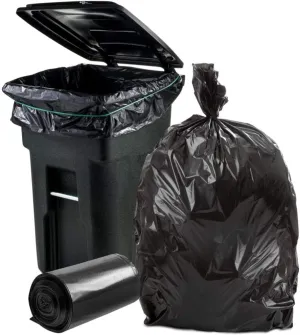 Plasticplace Black Trash Bags: 64-65 Gallon Trash Can Liners for Toter, Can Liners, 50” x 60” Garbage Bags, 1.2 Mil Heavy-Duty Roll, 25 Count Garbage Bag