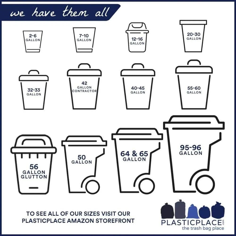 Plasticplace Heavy Duty Trash Bags: 40-45 Gallon Black Trash Bags, 1.5 Mil, 40"x46" Size, Heavy Duty Black Garbage Bags (100 Count)