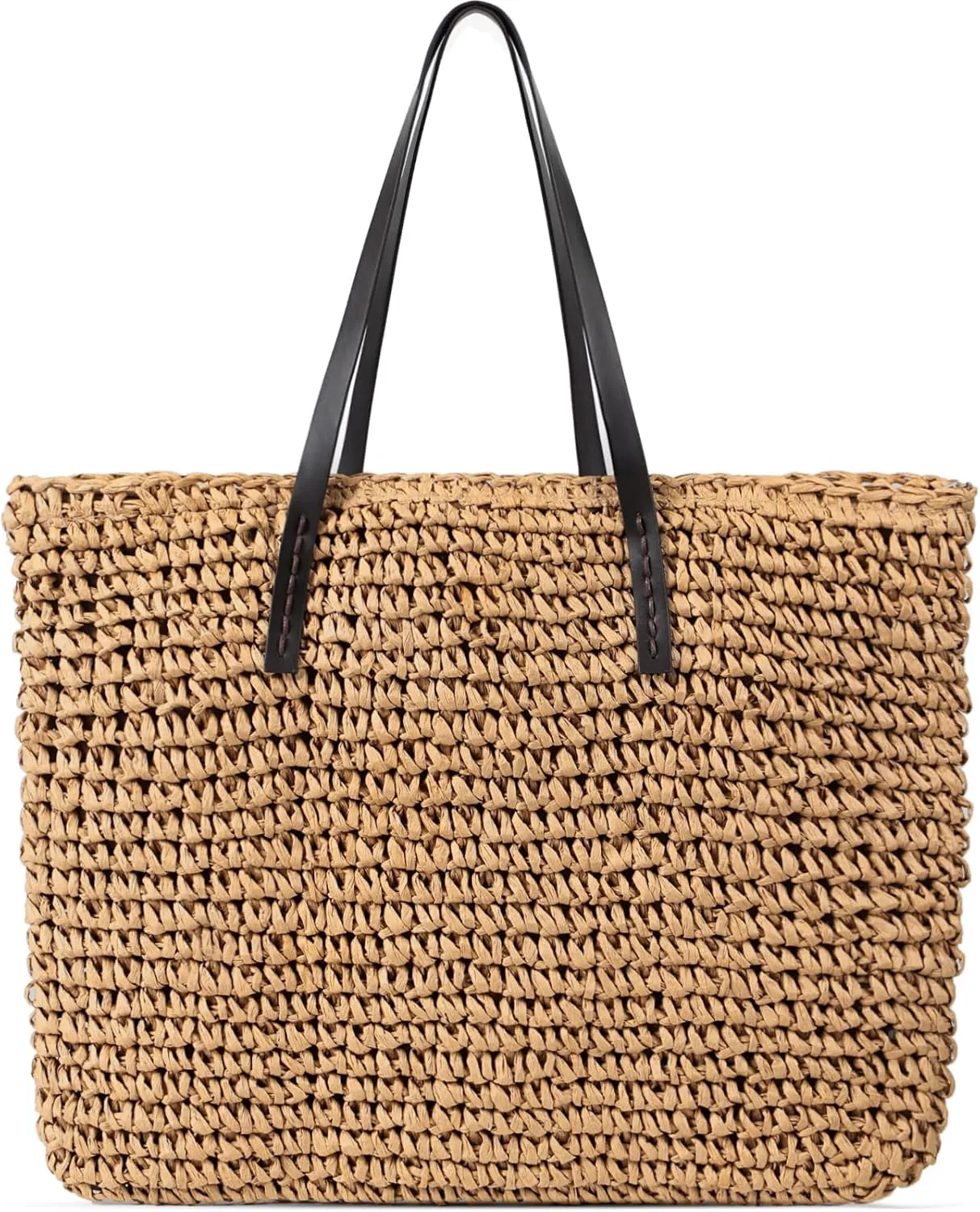Pleneal Straw Beach Bags for Women - Women Beach Handmade Woven Tote Bag, Summer Mesh Hollow Shoulder Bag for Holiday