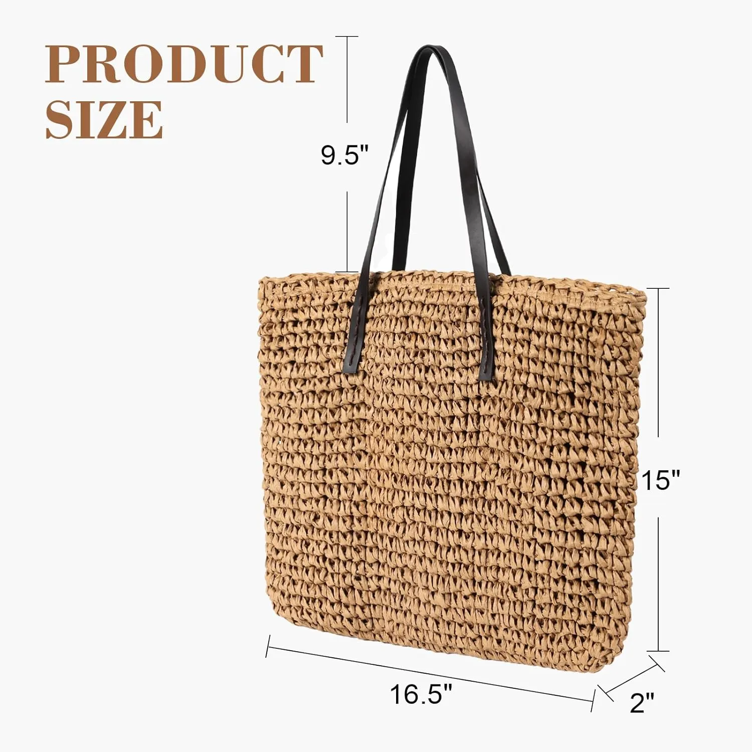 Pleneal Straw Beach Bags for Women - Women Beach Handmade Woven Tote Bag, Summer Mesh Hollow Shoulder Bag for Holiday