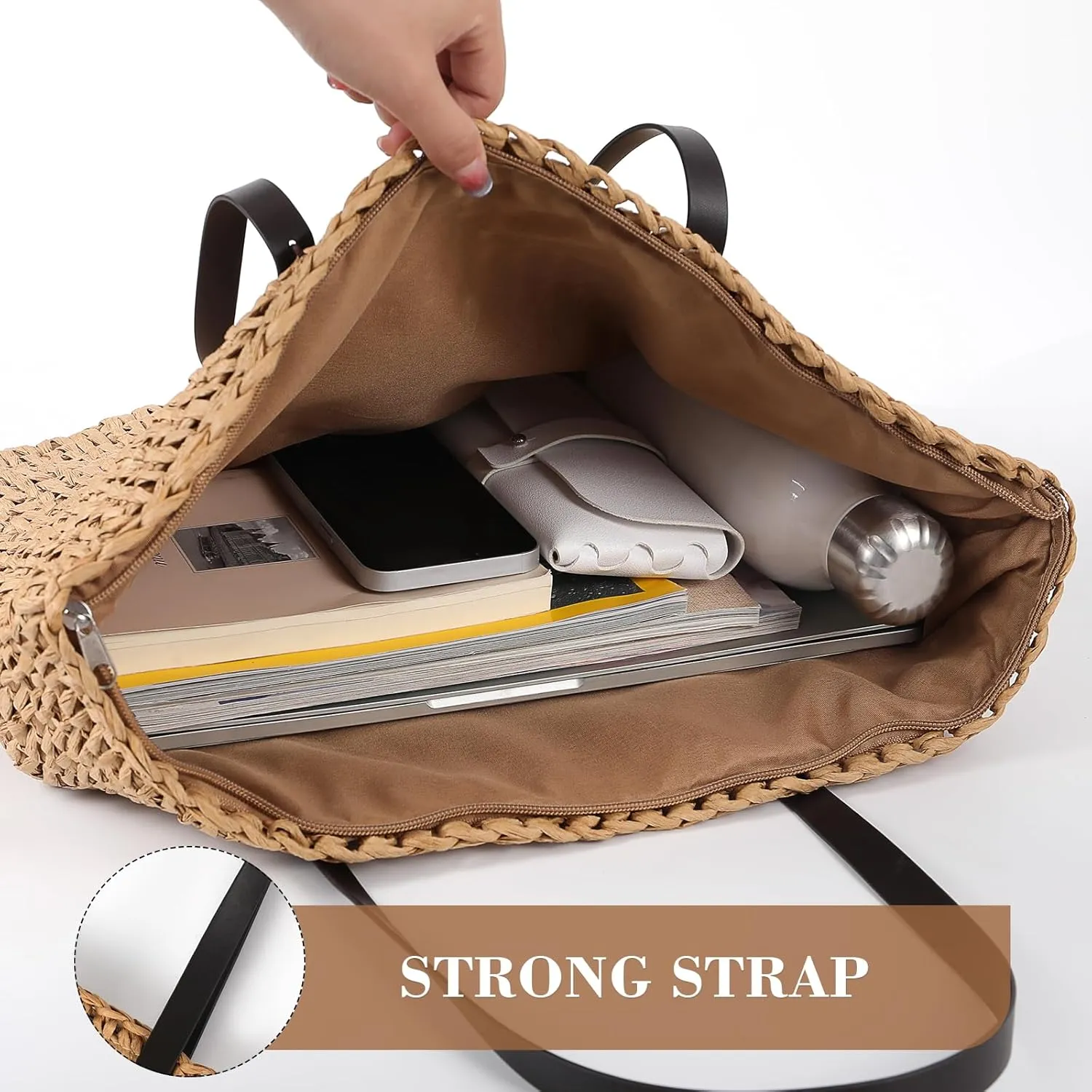 Pleneal Straw Beach Bags for Women - Women Beach Handmade Woven Tote Bag, Summer Mesh Hollow Shoulder Bag for Holiday