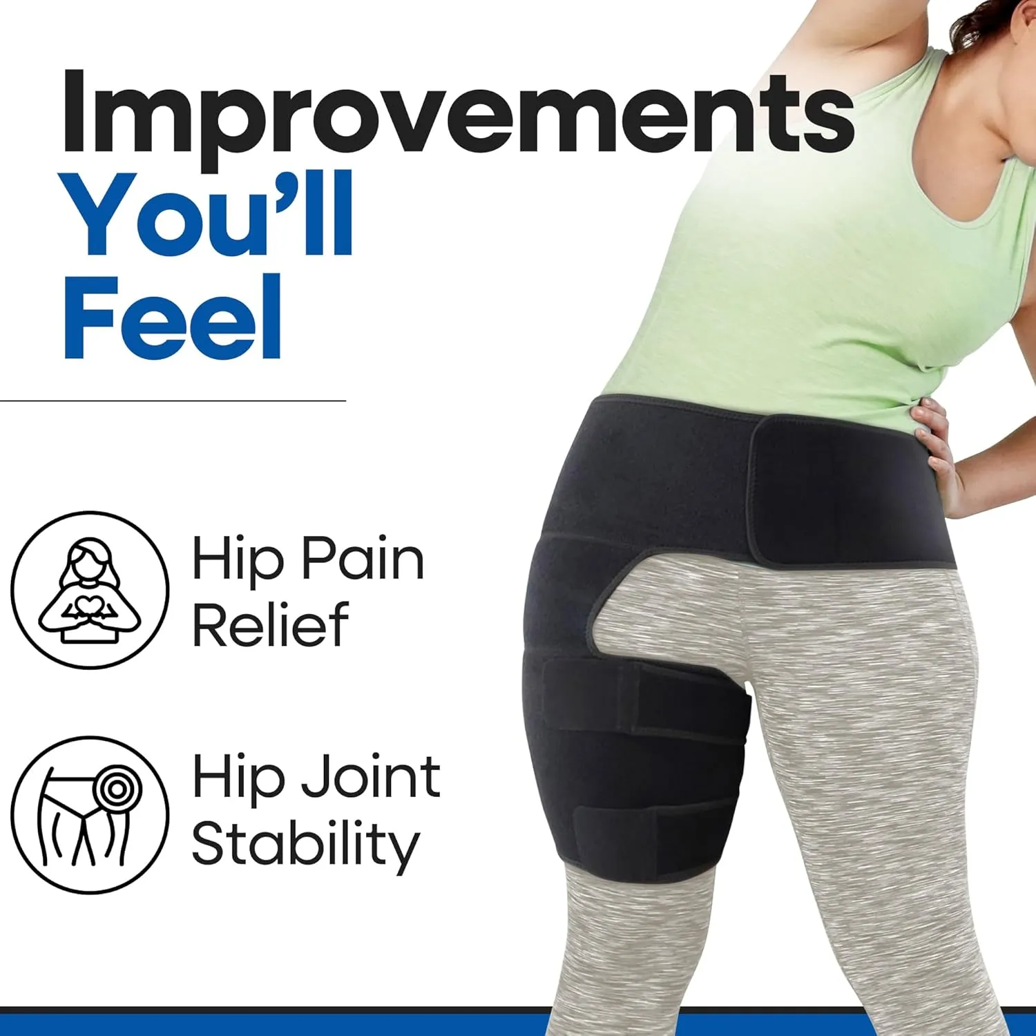 Plus Size Hip Brace Thigh Compression Sleeve | Hip Sciatica Pain Relief Device Brace | Hamstring Groin Compression Sleeve Wrap | Sciatic Nerve Relief | Hip Support Brace for Women & Men | X-LG / RIGHT