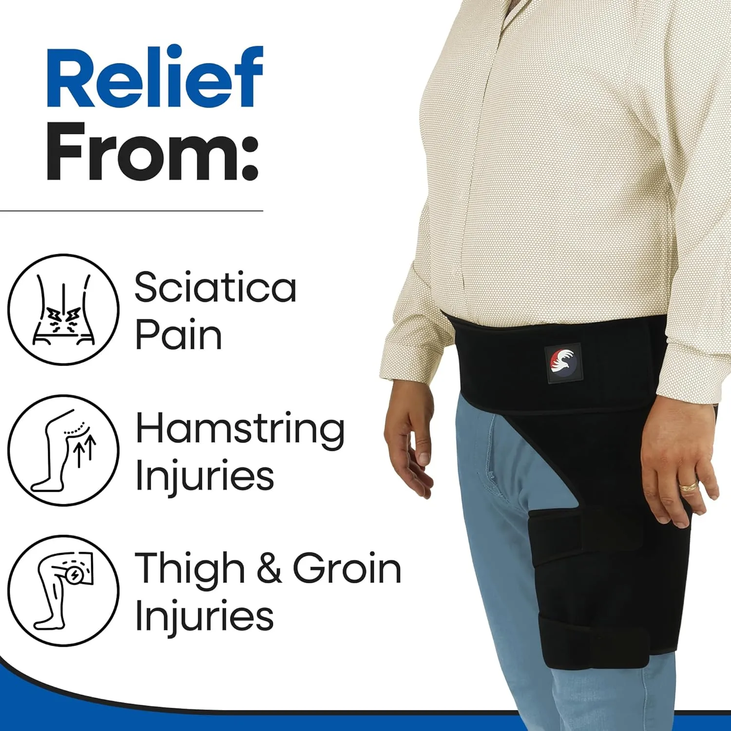 Plus Size Hip Brace Thigh Compression Sleeve | Hip Sciatica Pain Relief Device Brace | Hamstring Groin Compression Sleeve Wrap | Sciatic Nerve Relief | Hip Support Brace for Women & Men | X-LG / RIGHT