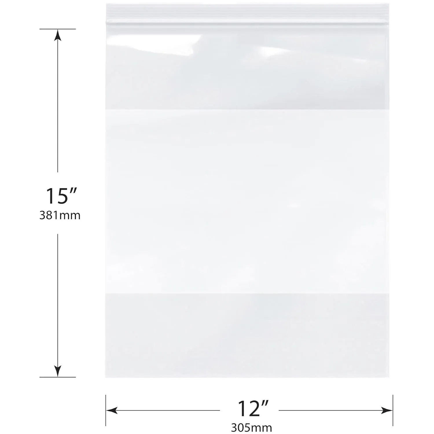 Plymor 12" x 15" (Pack of 100), 4 Mil with White-Block Heavy Duty Zipper Reclosable Plastic Bags