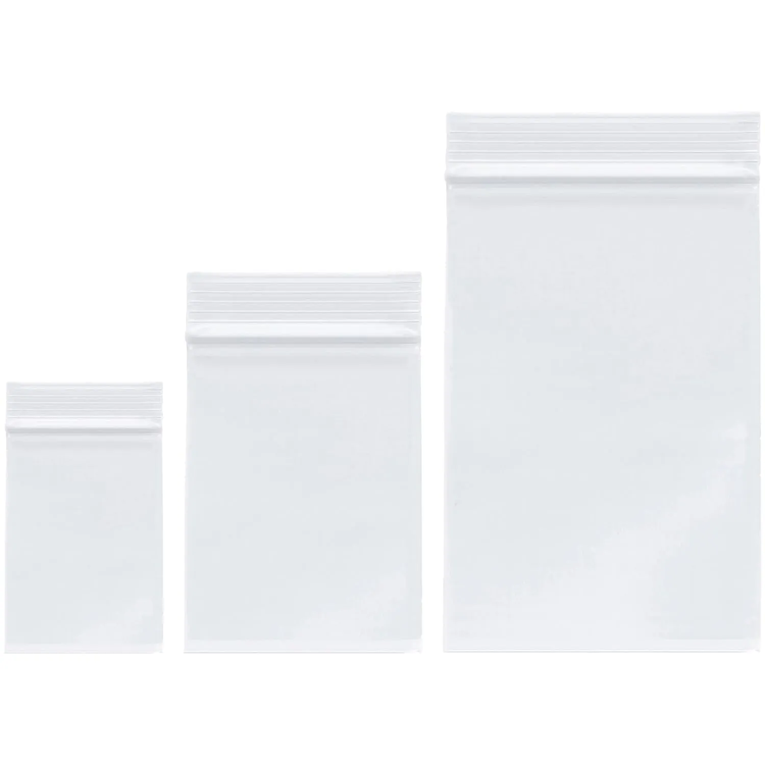 Plymor 2" x 3" (100), 3" x 4" (100), 4" x 6" (100), 4 Mil Variety Pack Heavy Duty Zipper Reclosable Plastic Bags