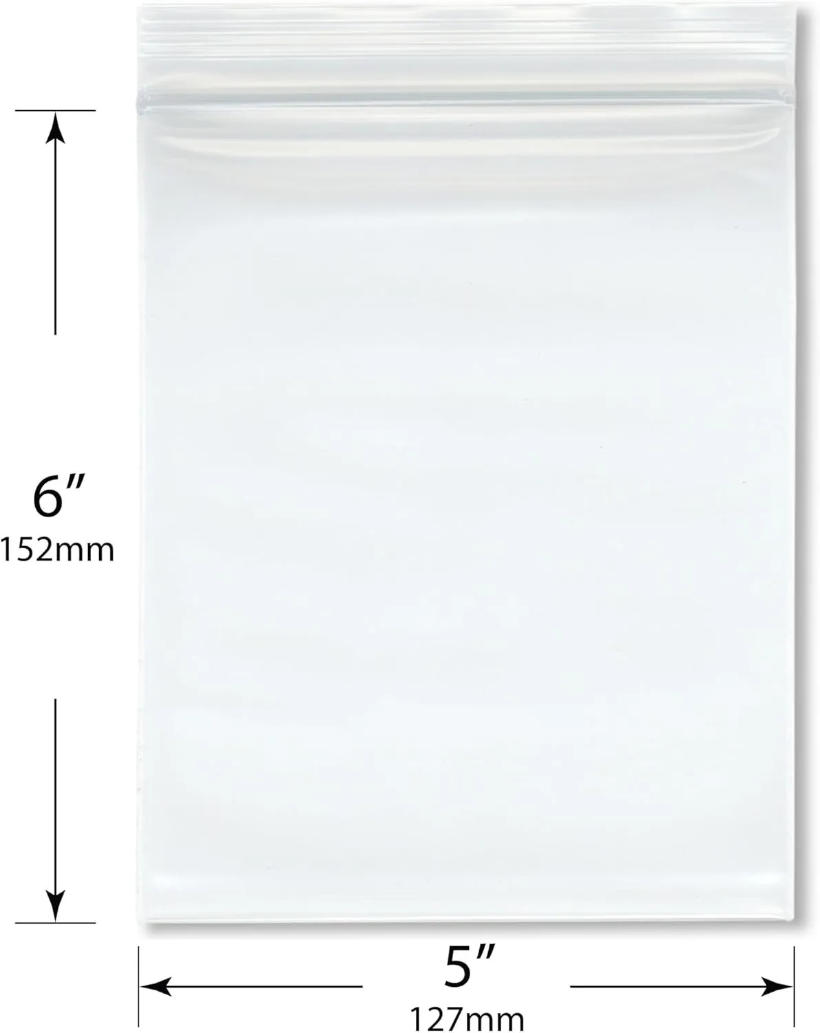 Plymor 5" x 6" (Pack of 100), 6 Mil Industrial Duty Zipper Reclosable Plastic Bags