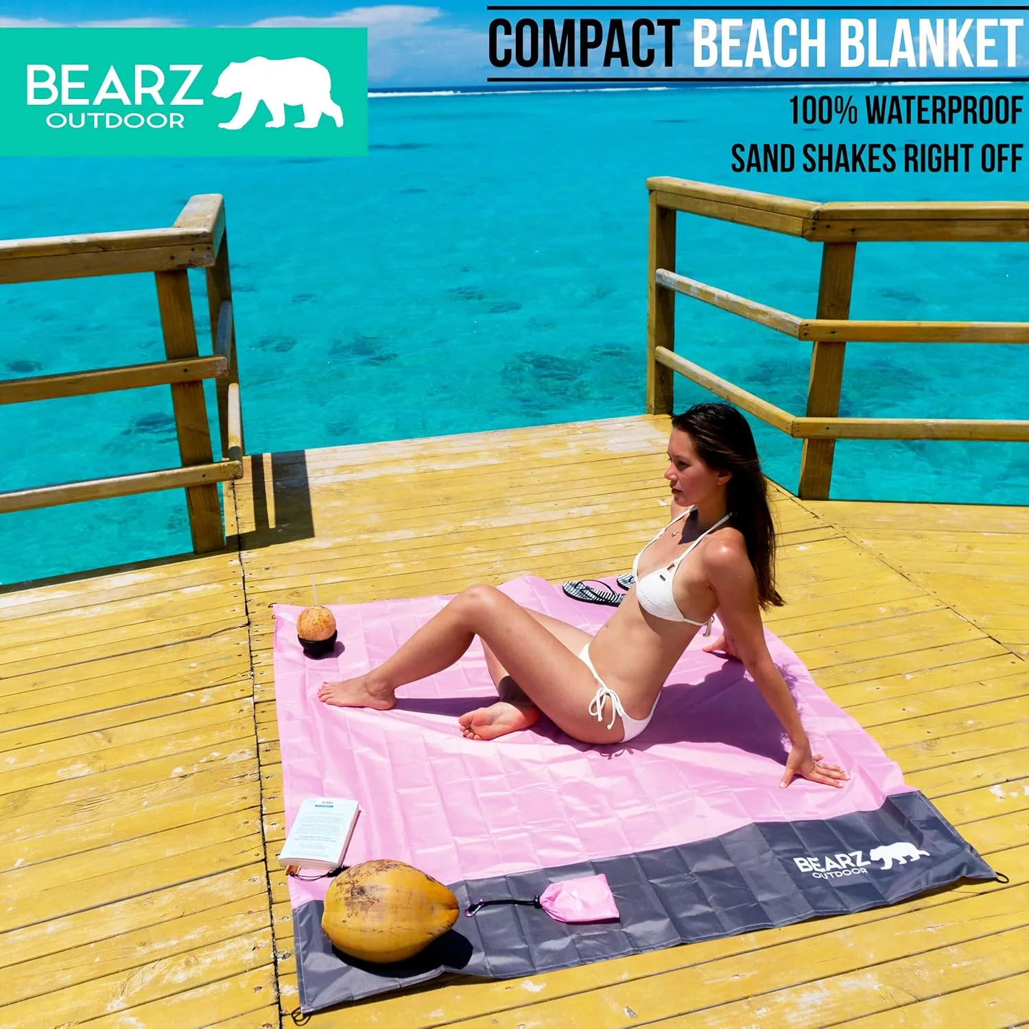 Pocket Blanket - Beach Blanket Waterproof Sandproof, Picnic Blankets Waterproof Foldable, Lightweight & Compact for Hiking, Camping, Travel, Festival Accessories