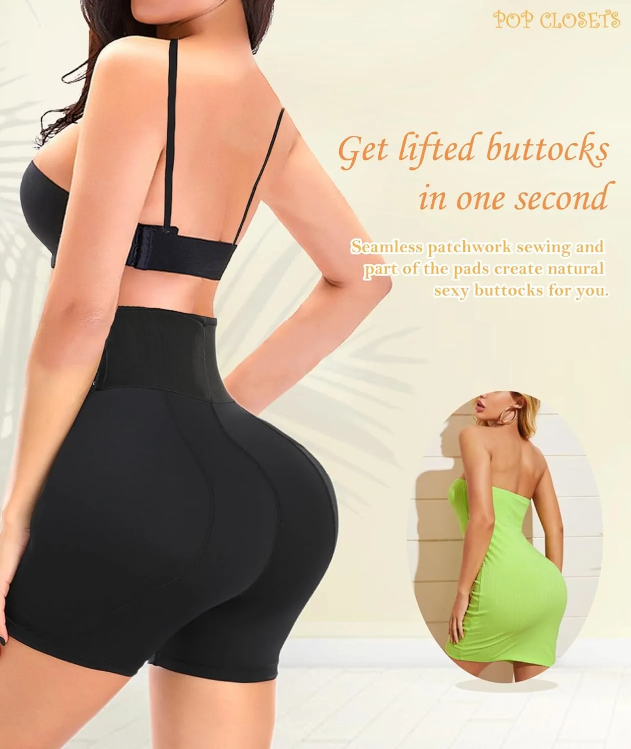 POP CLOSETS Hip Pads for Women Shapewear with Wrap Belt Hip Dip Pads Enhancer Butt Lifter Tummy Control Panties