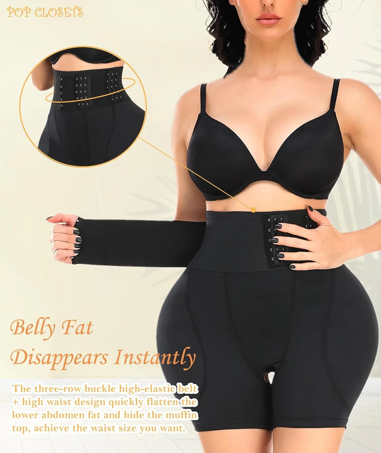 POP CLOSETS Hip Pads for Women Shapewear with Wrap Belt Hip Dip Pads Enhancer Butt Lifter Tummy Control Panties