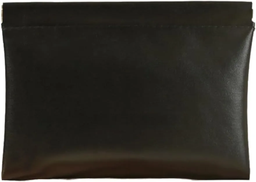 Portable Leather Self-Closing Mini Makeup Bag Lipstick Bag PU Leather Waterproof Automatic Closure Cosmetic Bag for Travel Outin Storage Organiser(Black,18x14cm(1pcs))