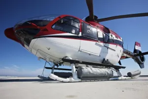Posterazzi Eurocopter EC135 utility helicopter on the helipad of an oil rig in the Gulf of Mexico Poster Print, (34 x 22)