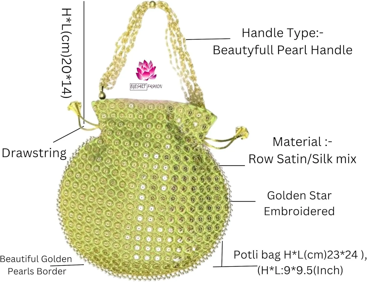 Potli Bag For Women Ethnic Designer Embroidery Work Batwa Pearls Handle With Intricate Bridal Drawstring Stylish Bridal Women