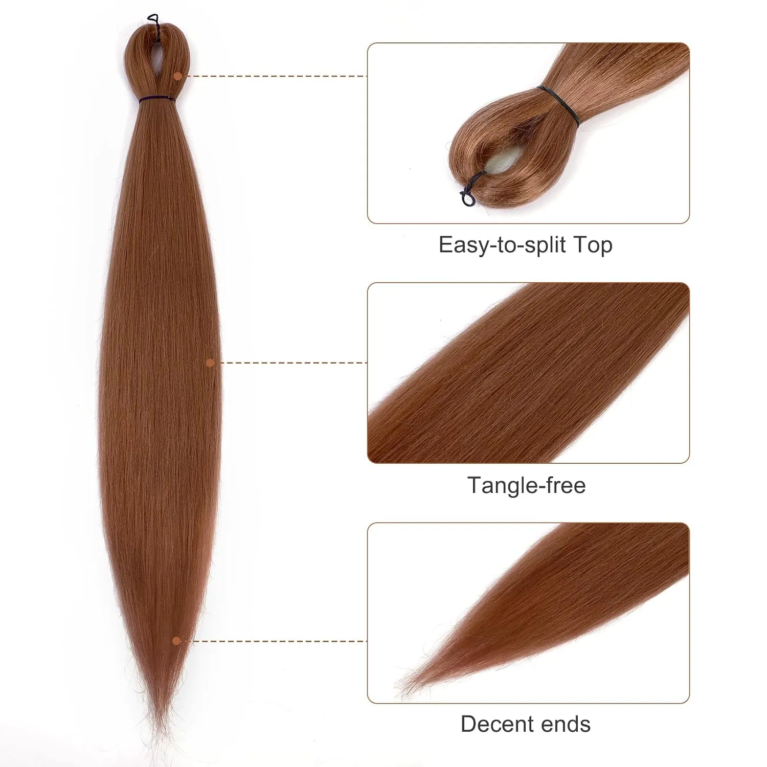 Pre-stretched Braiding Hair - 16 Inch 8 Packs Brown Short Braiding Hair For Twist or Box Braids, Yaki Texture Hot Water Setting Synthetic Braiding Hair Extensions (16 Inch, #30-8P)