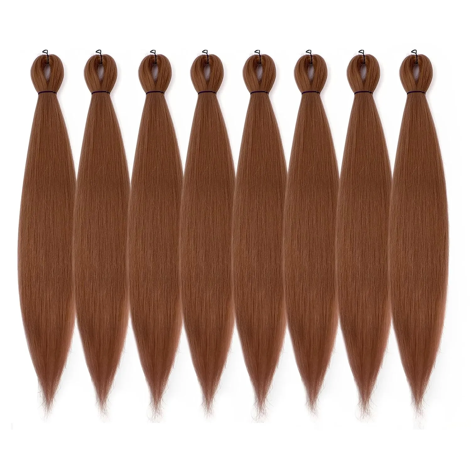 Pre-stretched Braiding Hair - 16 Inch 8 Packs Brown Short Braiding Hair For Twist or Box Braids, Yaki Texture Hot Water Setting Synthetic Braiding Hair Extensions (16 Inch, #30-8P)