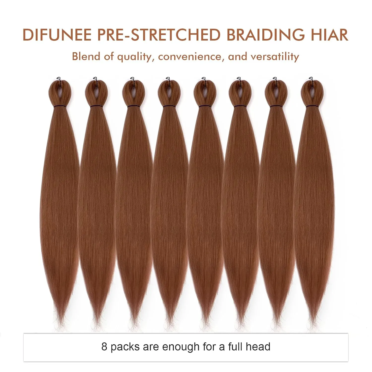 Pre-stretched Braiding Hair - 16 Inch 8 Packs Brown Short Braiding Hair For Twist or Box Braids, Yaki Texture Hot Water Setting Synthetic Braiding Hair Extensions (16 Inch, #30-8P)