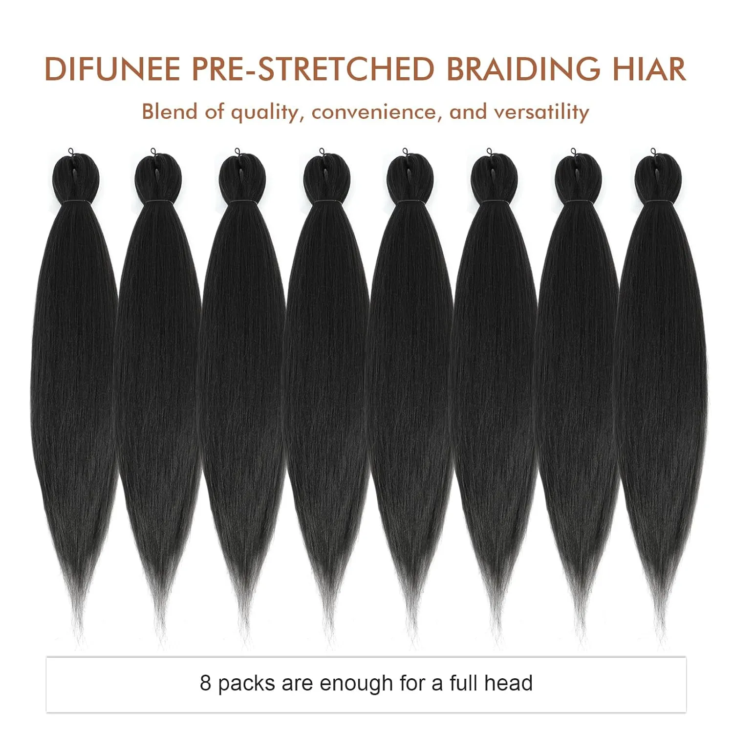 Pre-stretched Braiding Hair - 16 Inch 8 Packs Dark Brown Short Braiding Hair For Twist or Box Braids, Yaki Texture Hot Water Setting Synthetic Braiding Hair Extensions (16 Inch, #2-8P)