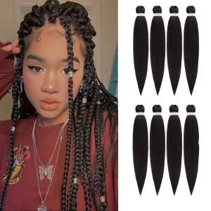 Pre-stretched Braiding Hair - 16 Inch 8 Packs Dark Brown Short Braiding Hair For Twist or Box Braids, Yaki Texture Hot Water Setting Synthetic Braiding Hair Extensions (16 Inch, #2-8P)