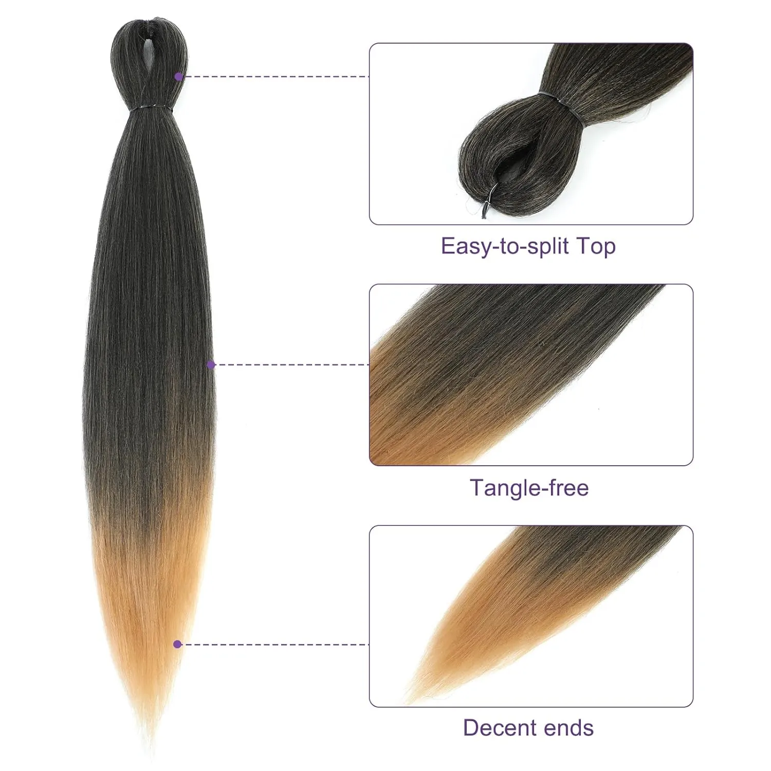 Pre-stretched Braiding Hair - 16 Inch 8 Packs Ombre Blonde Short Braiding Hair For Twist or Box Braids, Yaki Texture Hot Water Setting Synthetic Braiding Hair Extensions (16 Inch, T27-8P)