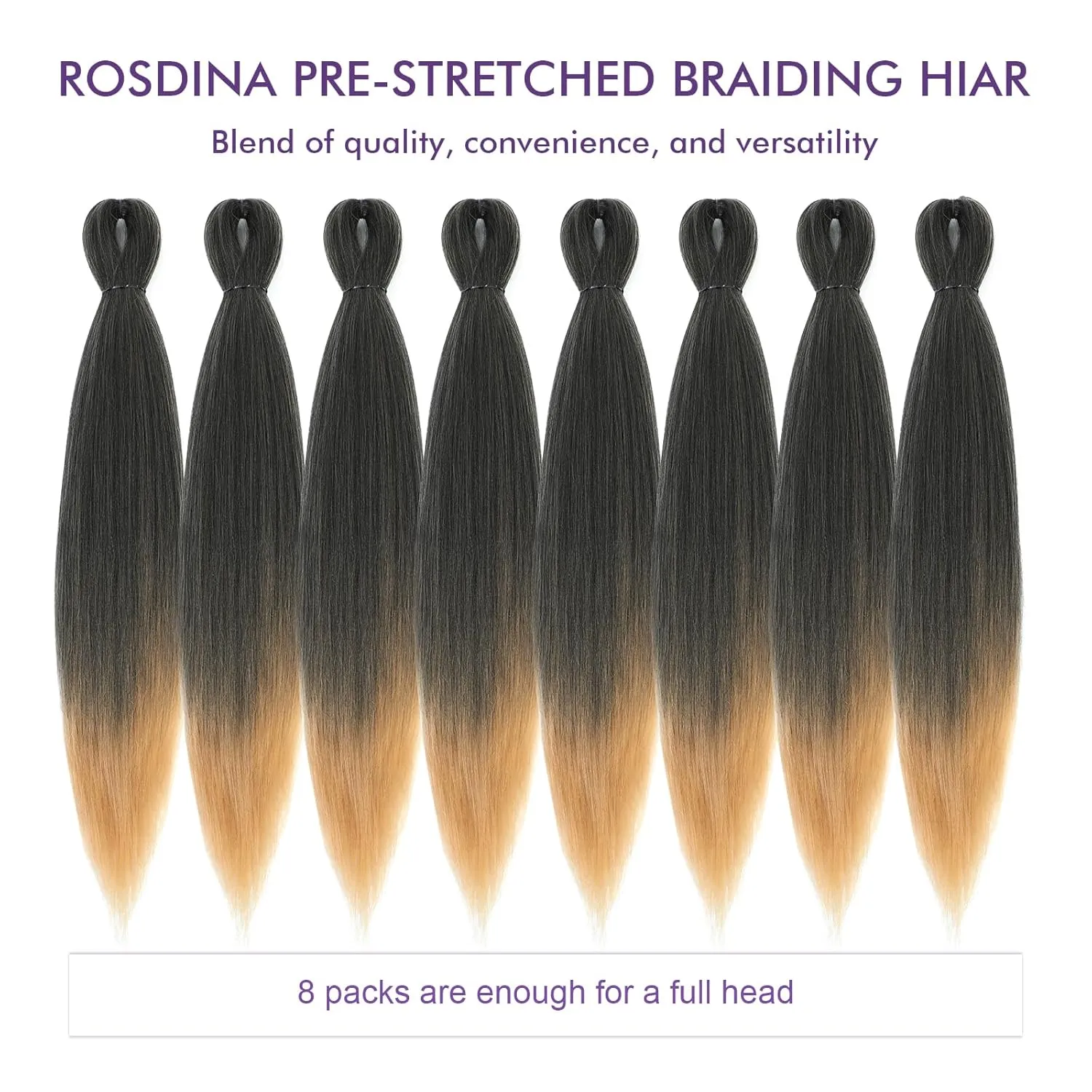 Pre-stretched Braiding Hair - 16 Inch 8 Packs Ombre Blonde Short Braiding Hair For Twist or Box Braids, Yaki Texture Hot Water Setting Synthetic Braiding Hair Extensions (16 Inch, T27-8P)