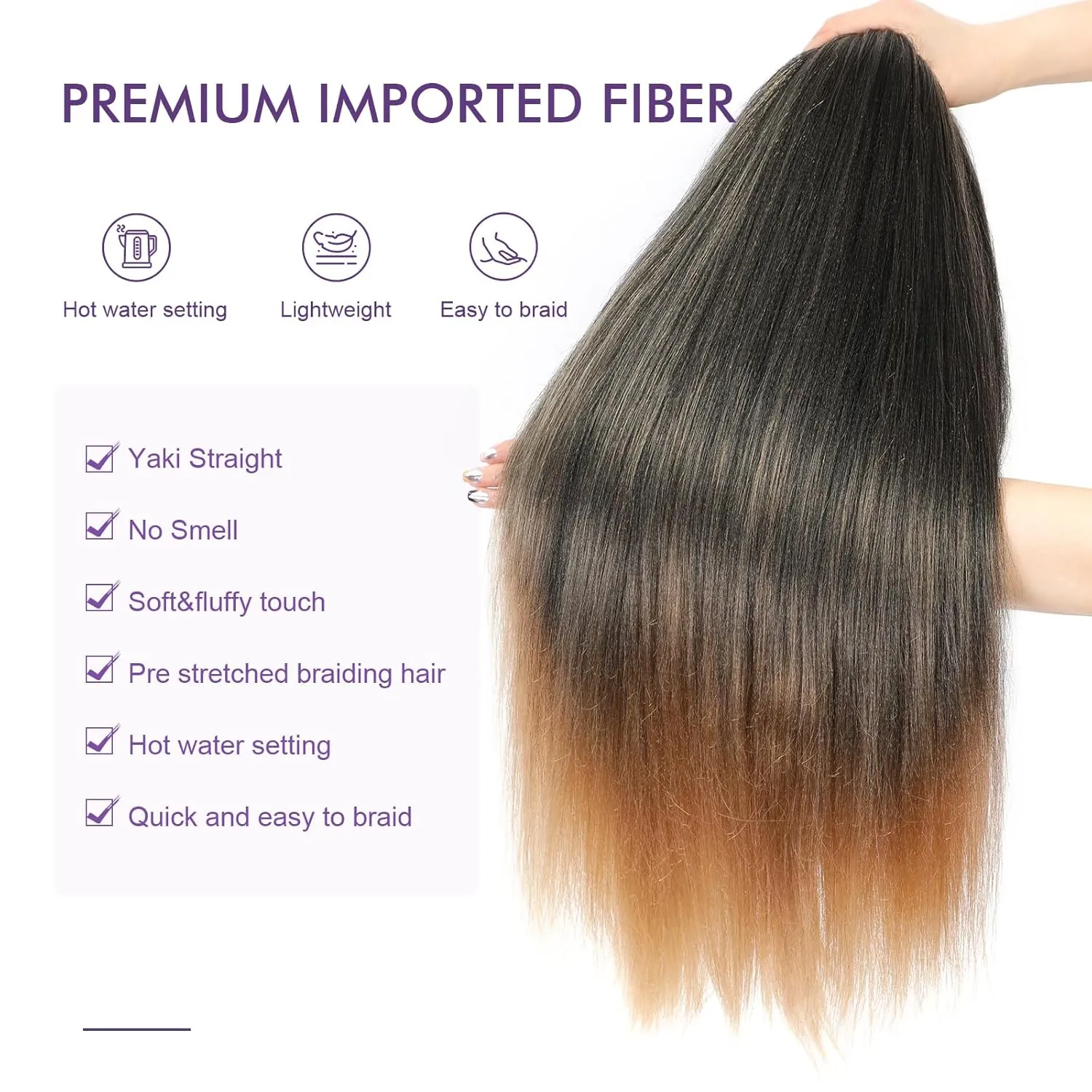 Pre-stretched Braiding Hair - 16 Inch 8 Packs Ombre Blonde Short Braiding Hair For Twist or Box Braids, Yaki Texture Hot Water Setting Synthetic Braiding Hair Extensions (16 Inch, T27-8P)