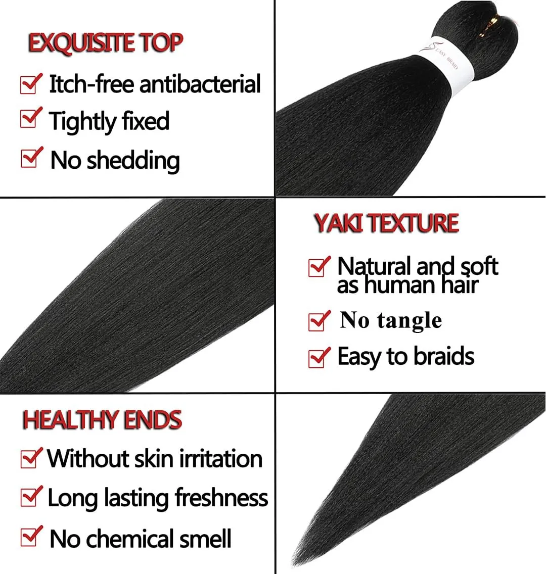 Pre Stretched Braiding Hair 20"-8 Packs Synthetic Braiding Hair Crochet Braids Hot Water Setting Professional Soft Yaki Straight Texture (20Inch,#1)