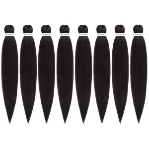 Pre-stretched Braiding Hair - 24 Inch 8 Packs Dark Brown Long Braiding Hair For Twist or Box Braids, Yaki Texture Hot Water Setting Synthetic Braiding Hair Extensions (24 Inch, #2-8P)