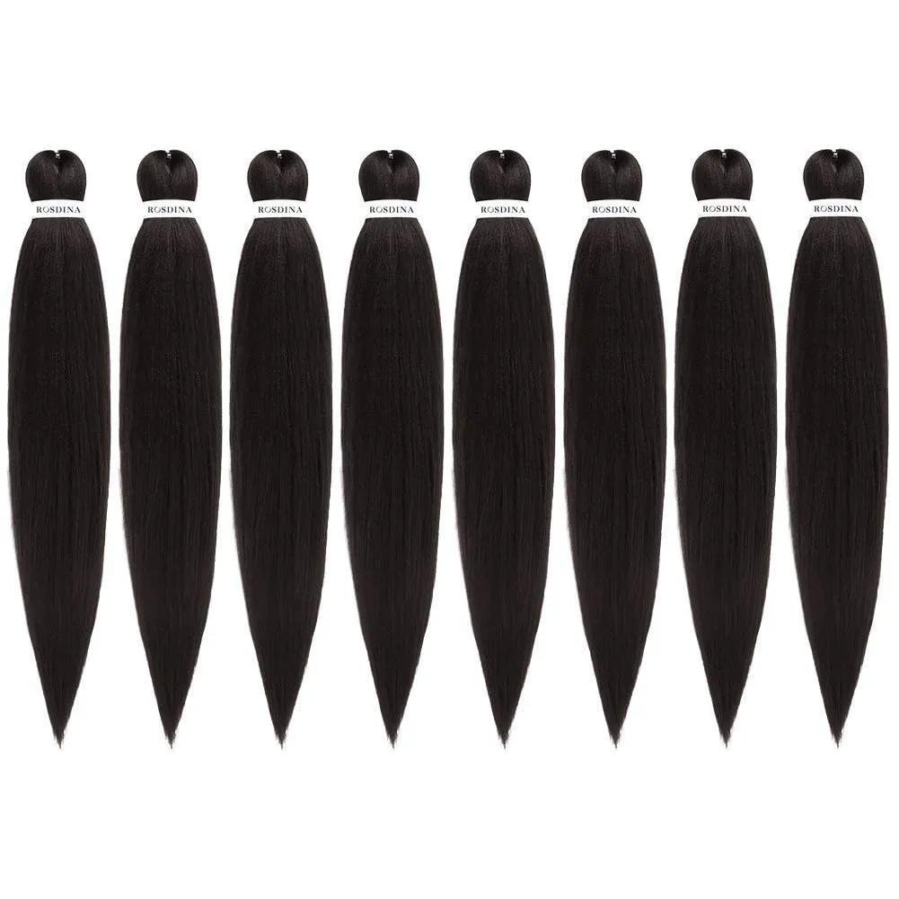 Pre-stretched Braiding Hair - 24 Inch 8 Packs Dark Brown Long Braiding Hair For Twist or Box Braids, Yaki Texture Hot Water Setting Synthetic Braiding Hair Extensions (24 Inch, #2-8P)