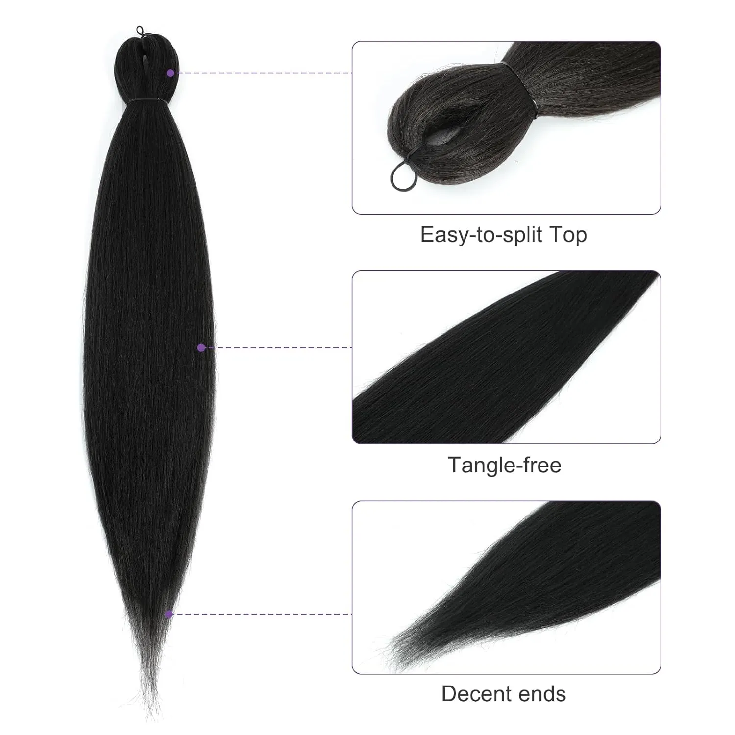 Pre-stretched Braiding Hair - 30 Inch 8 Packs Natural Black Super Long Braiding Hair For Twist or Box Braids, Yaki Texture Hot Water Setting Synthetic Crochet Braids (30 Inch, 1B-8P)