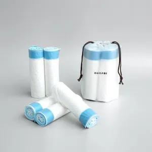 Premium 6 Gallon Trash Bags – 75 Count (5 Rolls) – 16"x19" Durable Tear-Resistant Waste Basket Trash Bags for Kitchen, Bathroom, Office – Blue & White Color – Leak-Proof - 6 Gallon