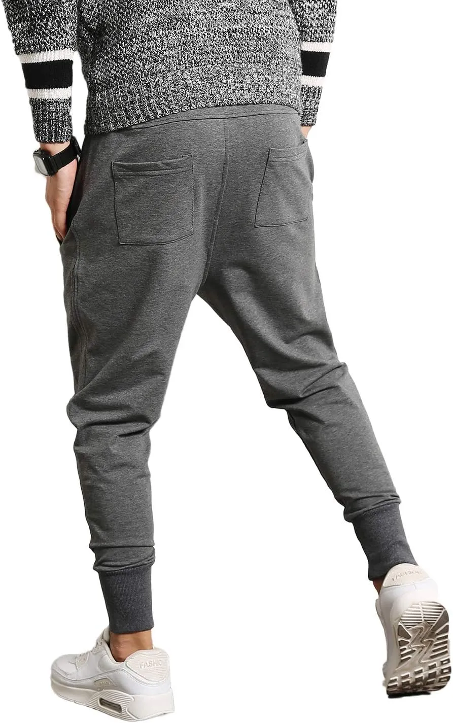 PRIJOUHE Men's Joggers, Sweatpants, Low Crotch Sweats Slim Fit Trousers Harem Hip Hop Pants