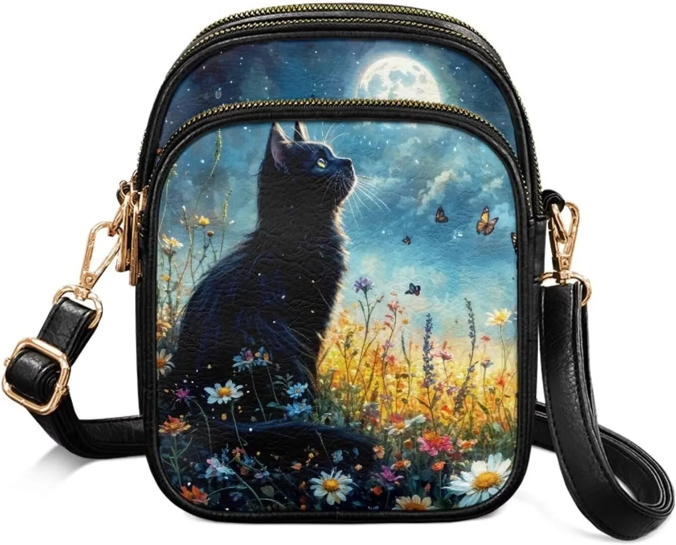 PU Leather Crossbody Bags for Women Ladies Lightweight Cross Body Shoulder Purses Handbag with Muti Zipper Pockets