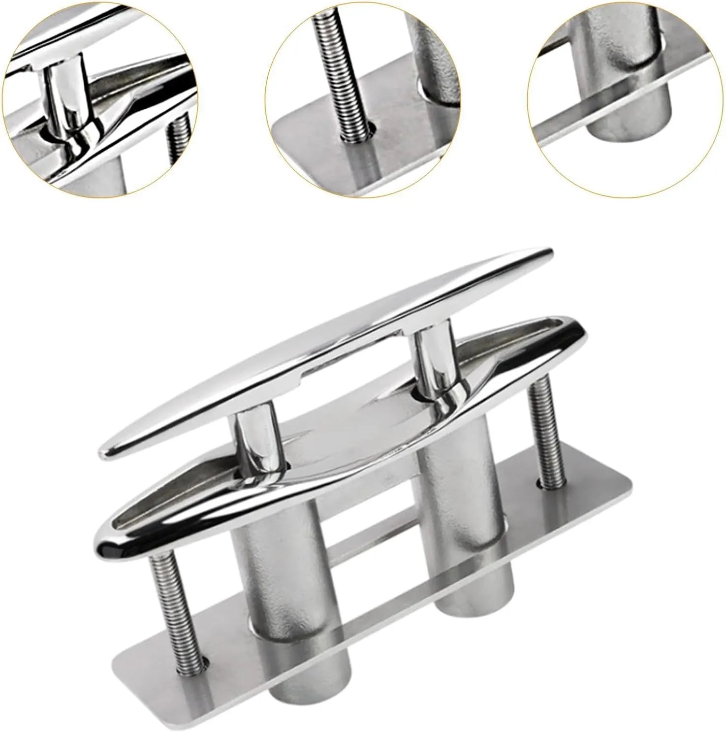 Pull up Flush Mount Boat Cleat Marine Dock Deck Cleat Heavy Duty for Pontoons Utility Boats Universal 316 Stainless Steel