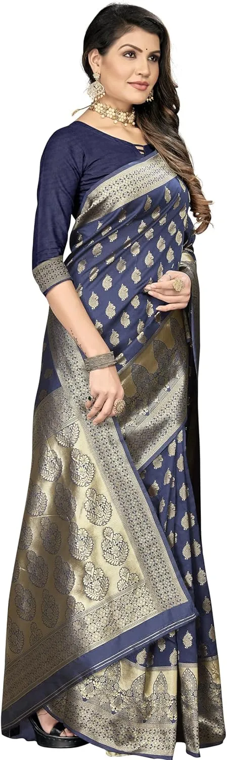 Pure Zari Work Women's Banarasi Silk Saree With Blouse Piece, designer saree for Women Fashion