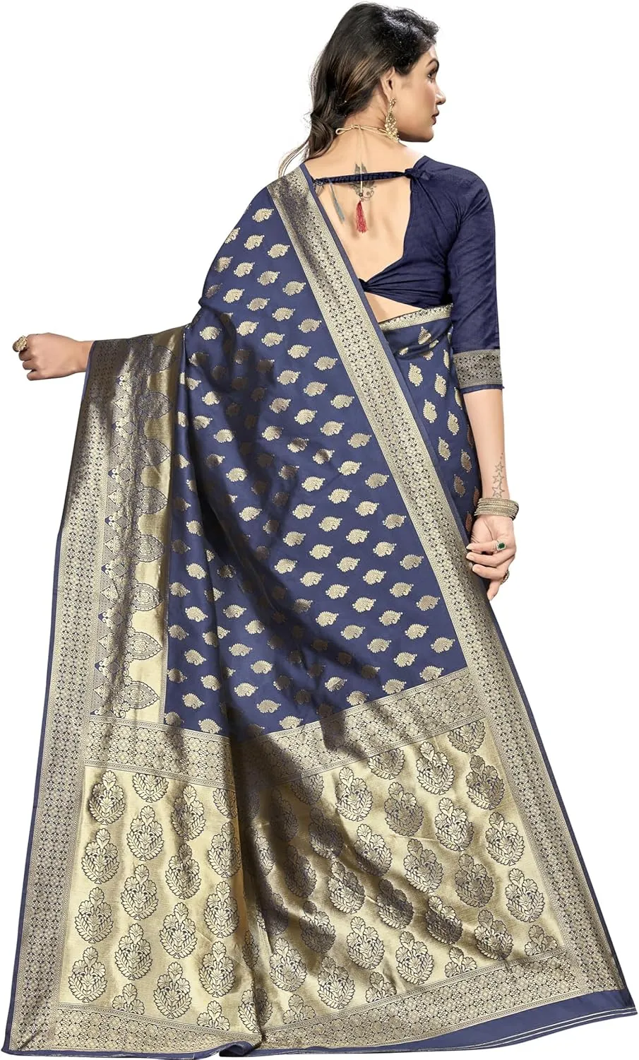 Pure Zari Work Women's Banarasi Silk Saree With Blouse Piece, designer saree for Women Fashion