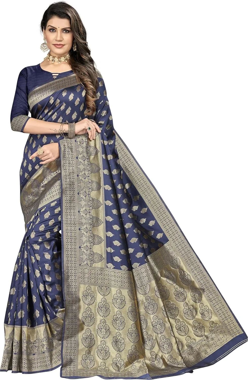 Pure Zari Work Women's Banarasi Silk Saree With Blouse Piece, designer saree for Women Fashion