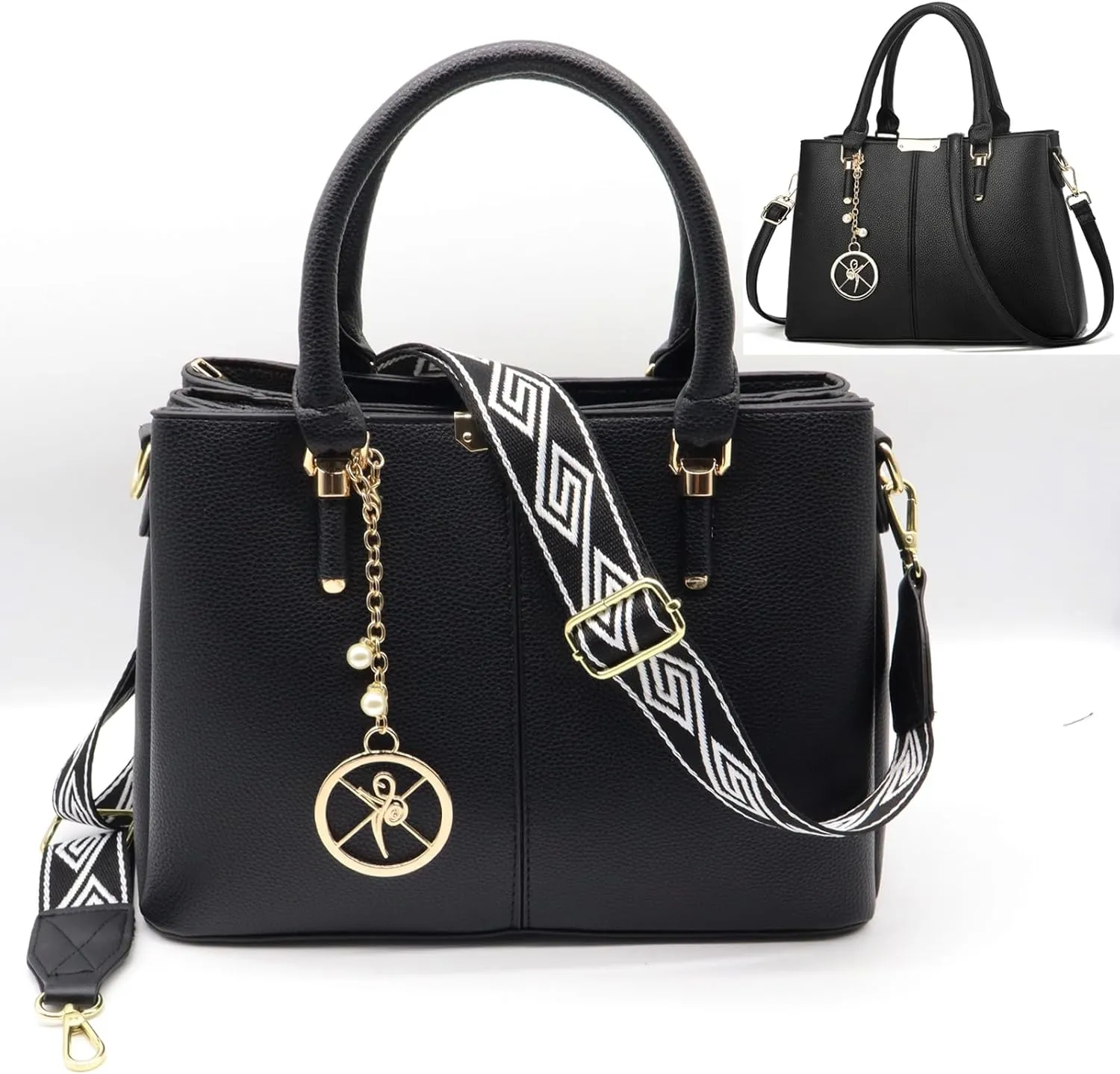 Purse and Handbags for Women, 3 Zip Compartments Tote Bag Designer Shoulder Purse Top Handle Satchel Bags