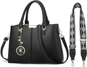 Purse and Handbags for Women, 3 Zip Compartments Tote Bag Designer Shoulder Purse Top Handle Satchel Bags